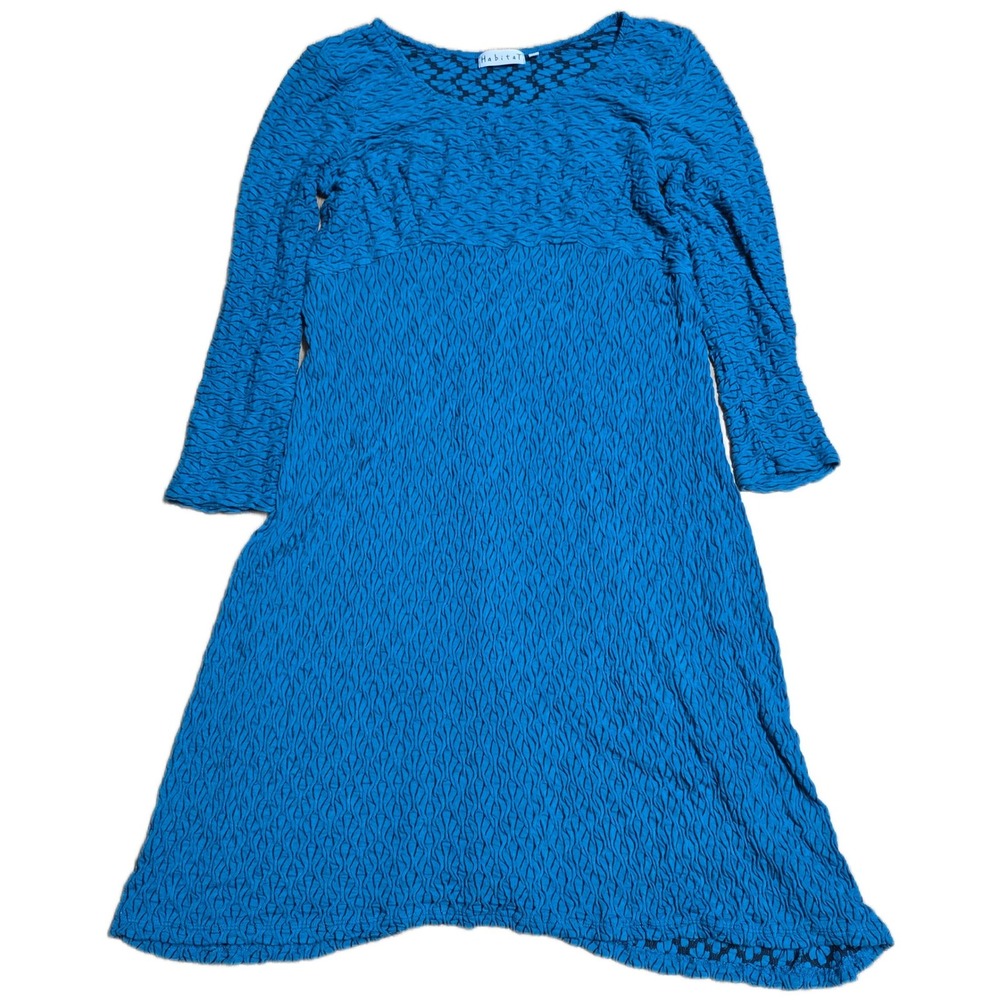 Habitat Long Sleeve A-Line Dress Women's Size XS Teal‎ Textured Knit